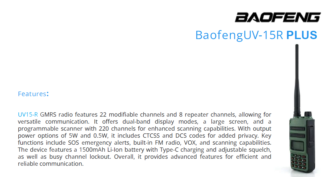 UV15-R PRO BAOFENG 